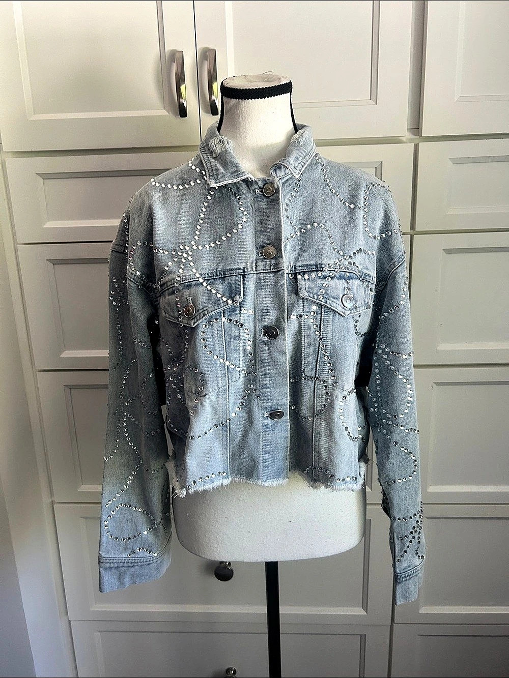 Peach Love brand Studded Denim Jean Jacket NWOT
